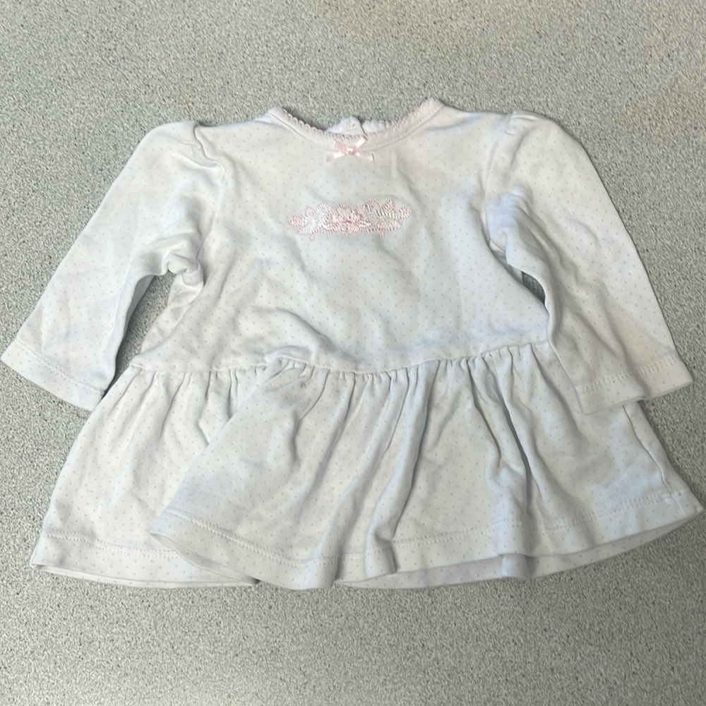 Little me tunic dress two birds facing a flower